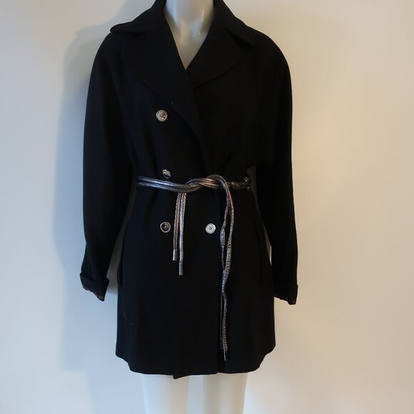 Womens Dolce & Gabbana Black Made in Italy Cashmere Virgin Wool Blend Coat M - Picture 1 of 16